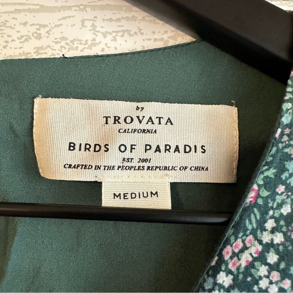 Trovata Birds Of Paradis Nia Short Tiered Dress Moss Ditsy Floral Green Medium - Picture 7 of 11